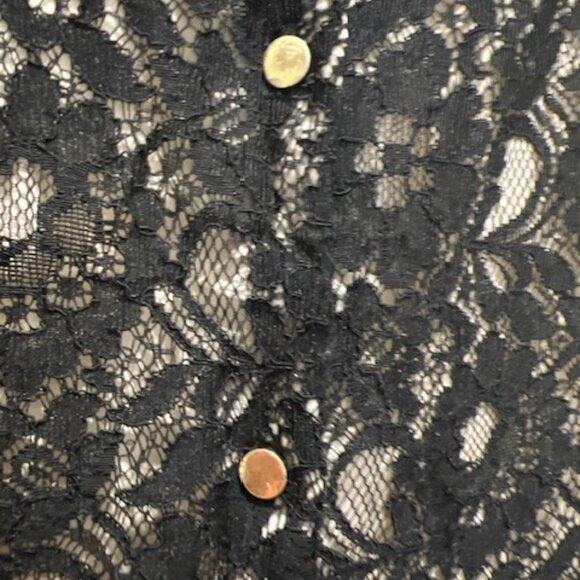 OASIS lace top, black blouse, black lace vest and lace tee, Size: S - Picture 3 of 6